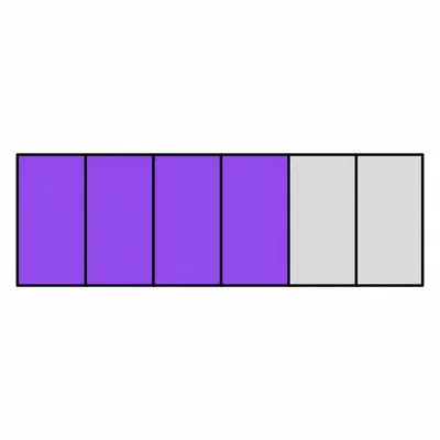 A six-part rectangle with four parts shaded.