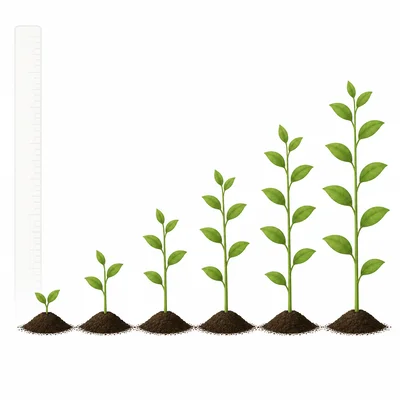 A sequence of plants increasing in height by equal amounts.