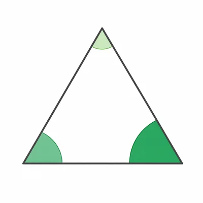 A triangle with small, medium, and large interior angle arcs.