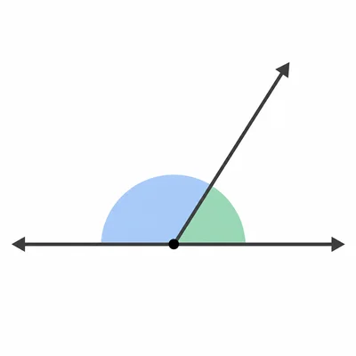 Two adjacent angles forming a straight line.