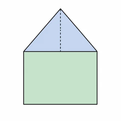 A rectangle and triangle joined to form a composite shape.