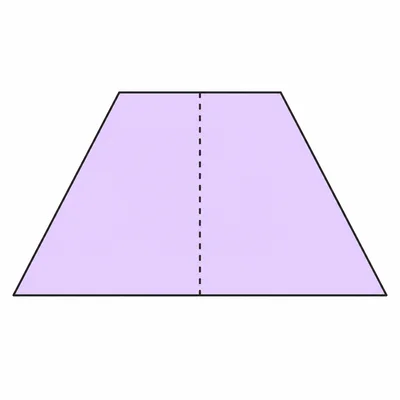 A trapezoid with a dashed height line between its bases.