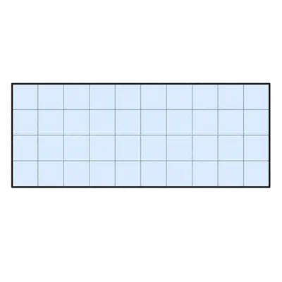 A gridded rectangle representing area made of unit squares.