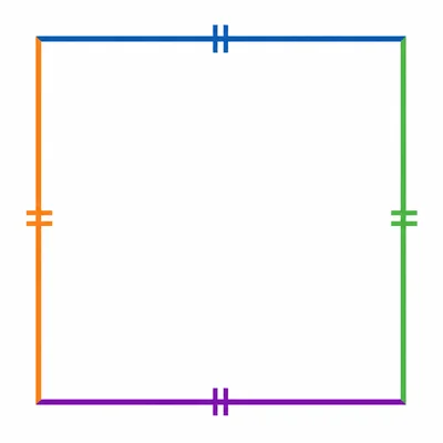 A square with equal sides and its perimeter highlighted.