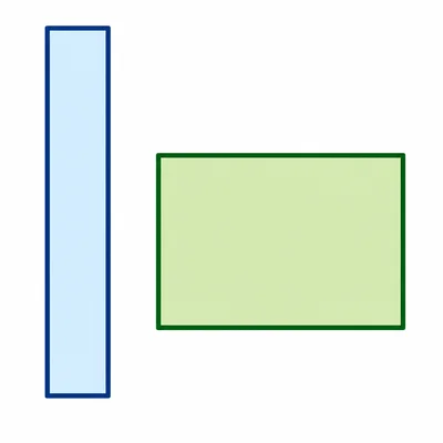 Two rectangles of different shapes shown side by side with their outlines highlighted.