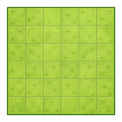 A square garden shown as a six by six grid with equal sides.