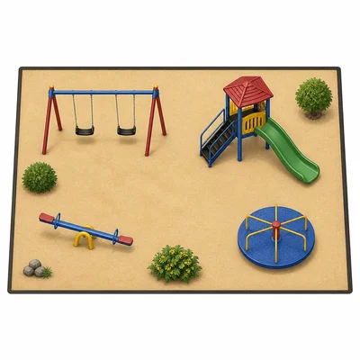 A rectangular playground with a highlighted outside boundary.