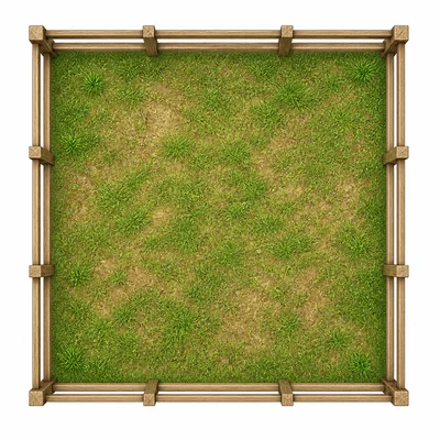 A square fenced pen viewed from above.