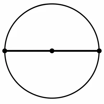 Circle with a segment connecting two points on the circle and passing through the center.