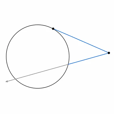 A tangent and a secant drawn from the same external point.