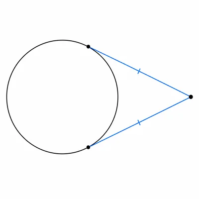 Two tangent segments from the same external point to a circle.