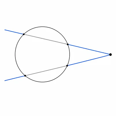 Two secants drawn from the same external point through a circle.