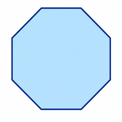 A closed eight-sided polygon.