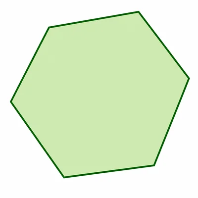 A closed six-sided polygon.