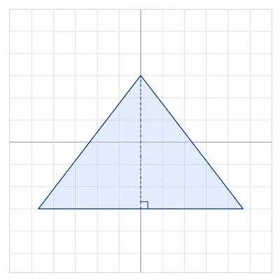 A triangle on a coordinate grid with a horizontal base and dashed height.