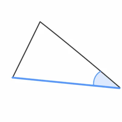 A scalene triangle showing the longest side and its opposite angle highlighted.