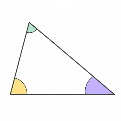 A triangle with three differently sized angle arcs.