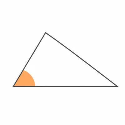 An obtuse triangle with its wide angle highlighted.
