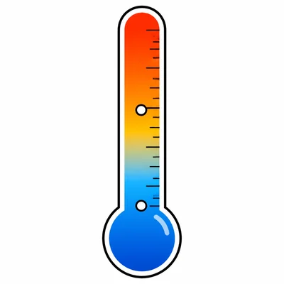 A thermometer with one very low marker and one higher cool marker.