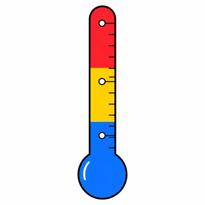 A thermometer scale with three markers from low to high.