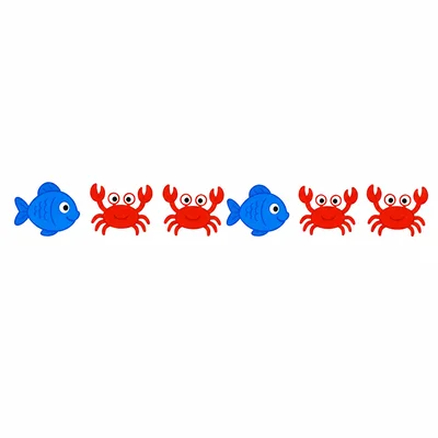 Fish, crab, crab pattern repeated.