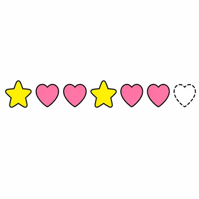 Star, heart, heart pattern with an empty spot at the end.