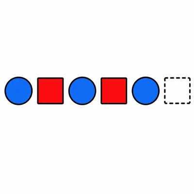 Circle and square pattern with an empty spot at the end.