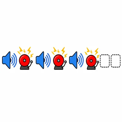 Speaker and buzzer sound pattern with two empty spots.