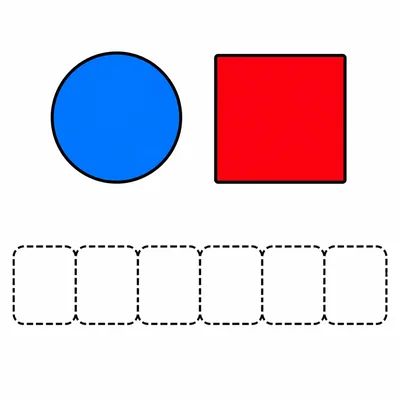 Two different shapes and an empty row for making a pattern.