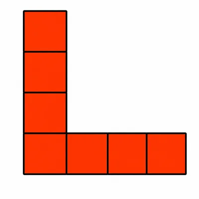 An L-shaped pattern with 4 squares down and 3 across the bottom.