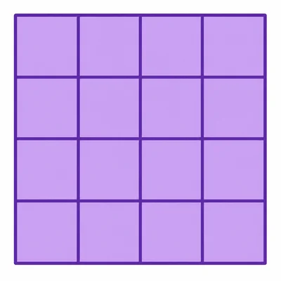 A square tiled with 4 rows and 4 columns.