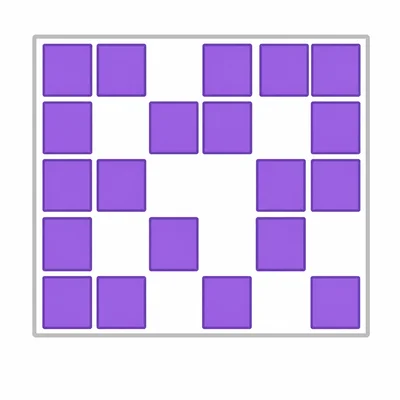 Square tiles inside a rectangle with gaps between some tiles.