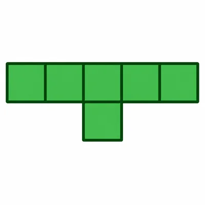 A tile shape with 5 squares in a row and 1 square below the middle.