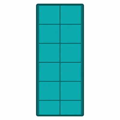 A book-cover rectangle covered by 2 by 6 square tiles.