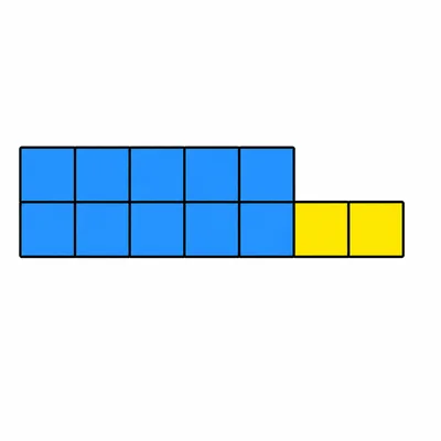 A 10-tile shape with 3 more equal tiles added.