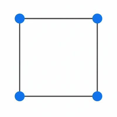 A graph with four nodes connected in a square cycle.