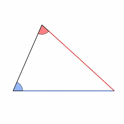 Triangle with two marked angles and their opposite sides highlighted.