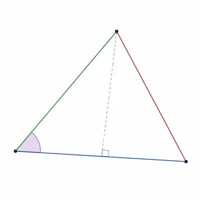 Scalene triangle with three sides, one angle, and a height shown.