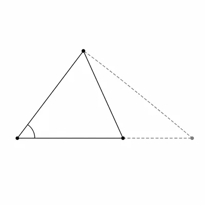 Ambiguous triangle setup with one solid triangle and a dashed alternate position.