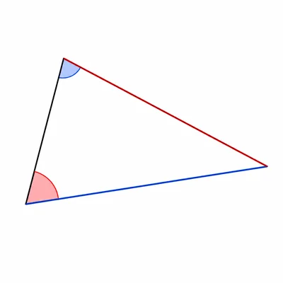Triangle with two marked angles and two corresponding opposite sides highlighted.