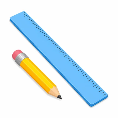 A pencil next to a ruler with tick marks.