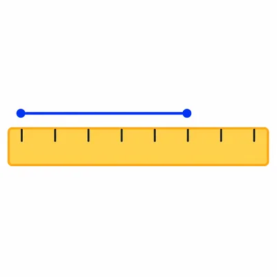A line segment shown above a ruler with tick marks.