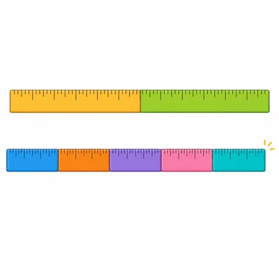Two rows of measuring sticks compare two lengths.