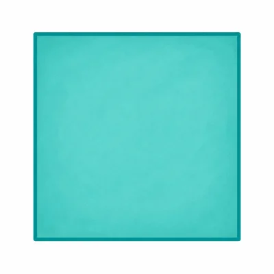 A teal square on a white background.