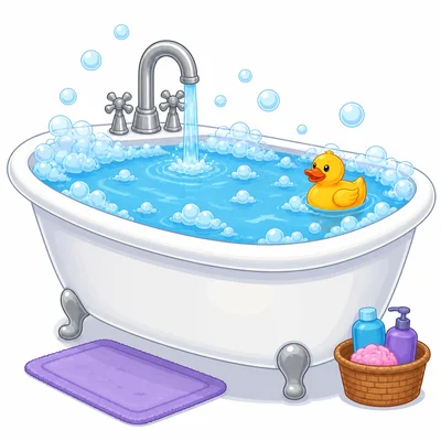 A bathtub filled with water.