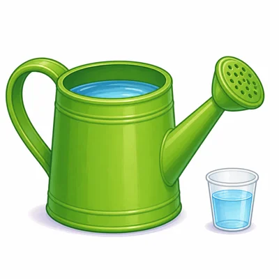 A watering can beside a small cup.