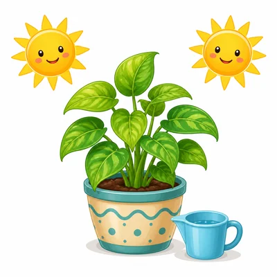 A potted plant with a watering cup.