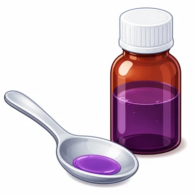 A spoon with a small amount of liquid medicine.