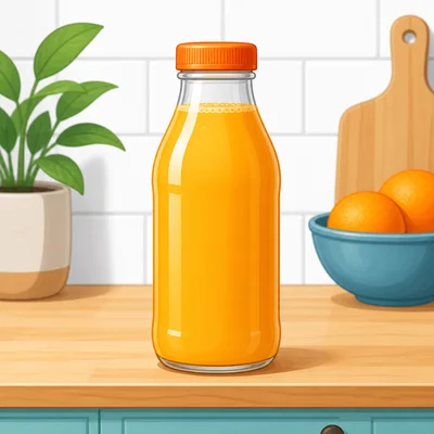 A bottle filled with juice.