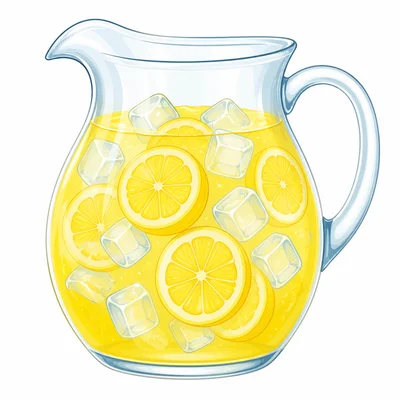 A large pitcher filled with lemonade.